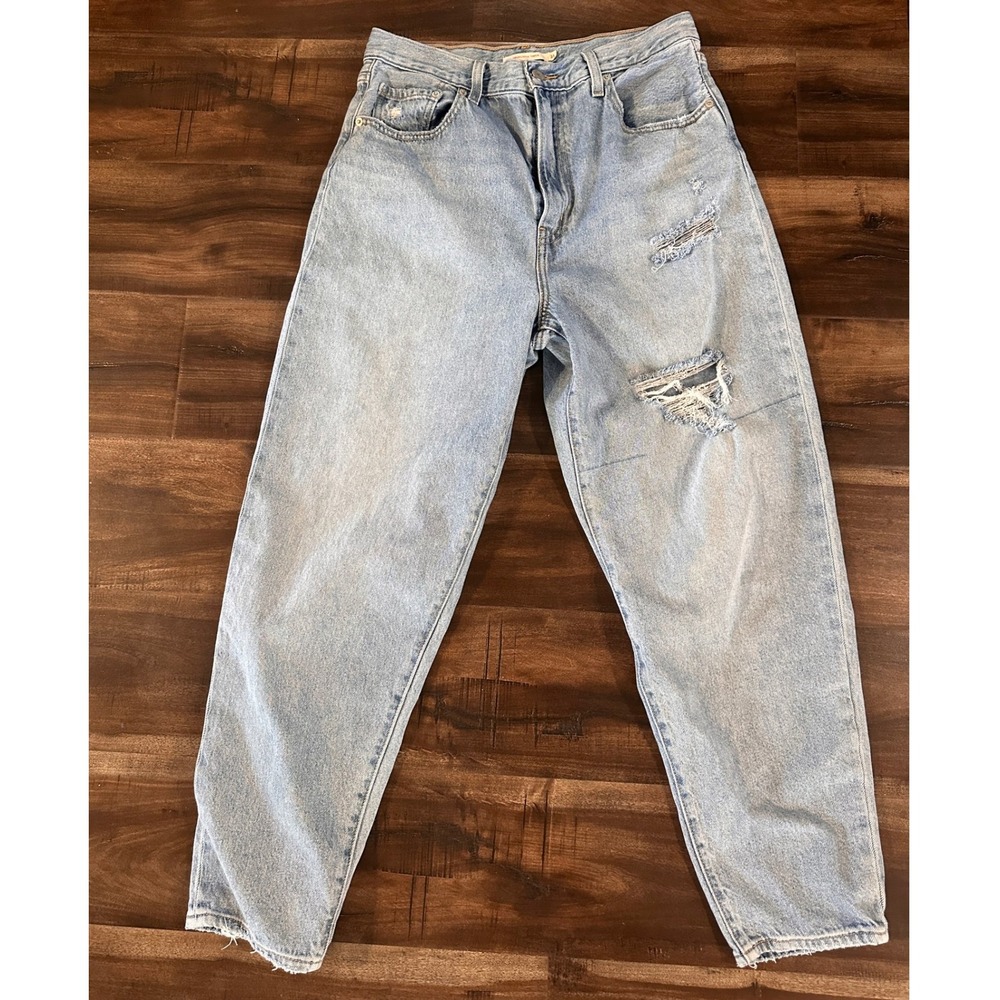Levis Loose Taper Jeans 31 Light Wash Distressed High Rise Denim 26872-0004